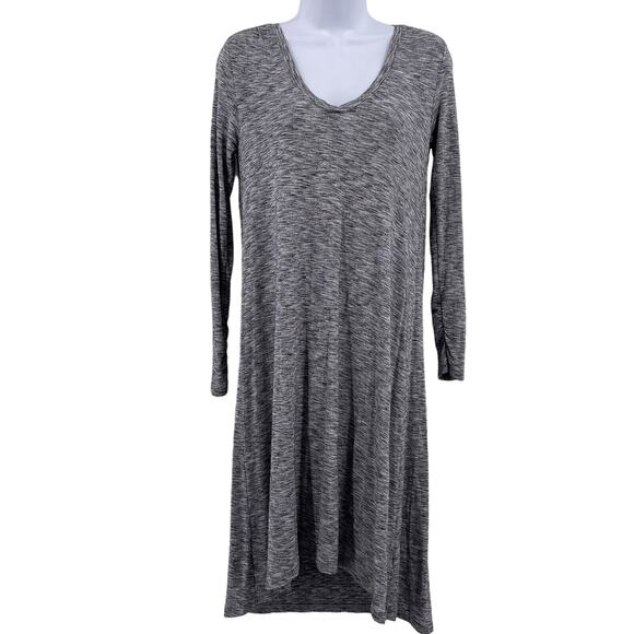 GAP Dresses & Skirts - Gap Sz XS S Petite Long Sleeve Dress Black Space Dye Hi Lo Short Stretch Casual